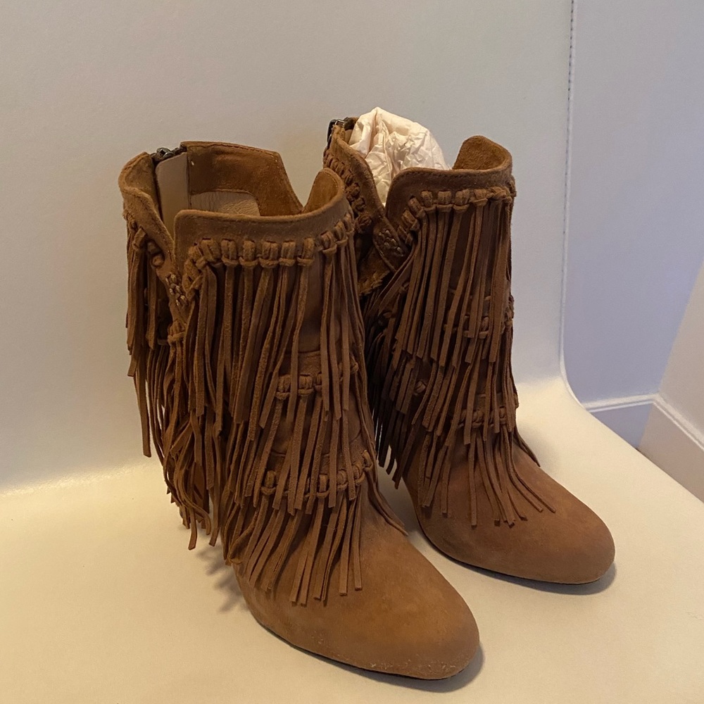 Fringe Suede Booties (worn only once!)
